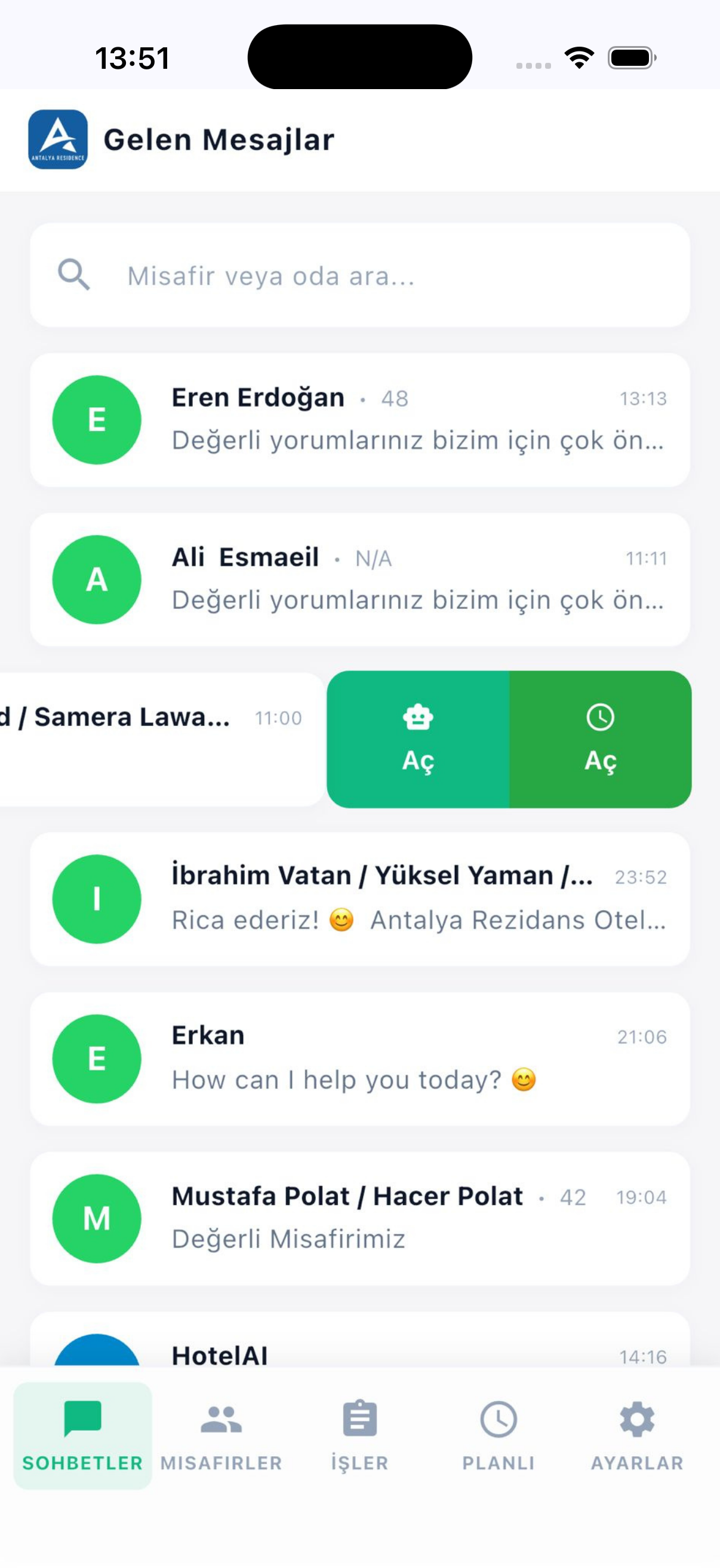 Hotel AI Assistant Mobile App Screen