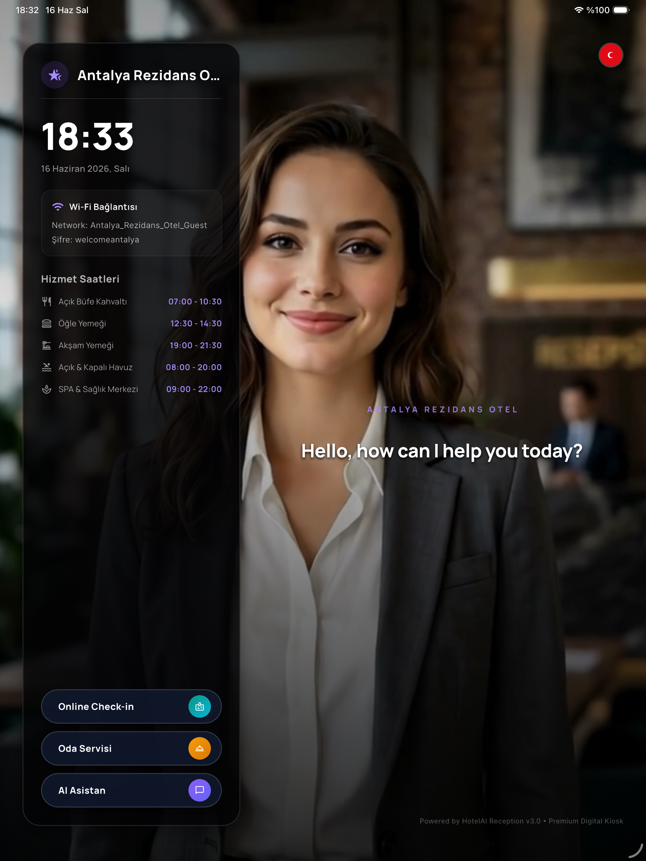 HotelAI Kiosk Arayüzü
