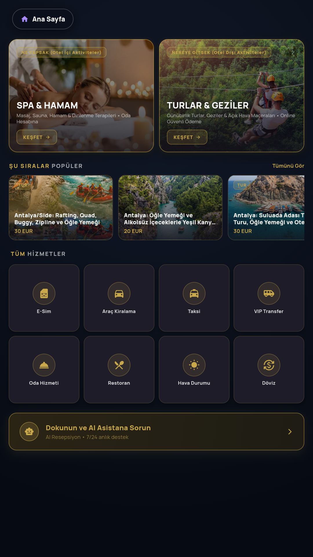 HotelAI Smart Terminal Hotel Services Screen